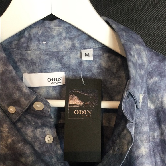 ODIN NEW YORK BLUE TIE-DYE CASUAL BUTTON DOWN SHIRT NWT SZ M - Picture 7 of 7